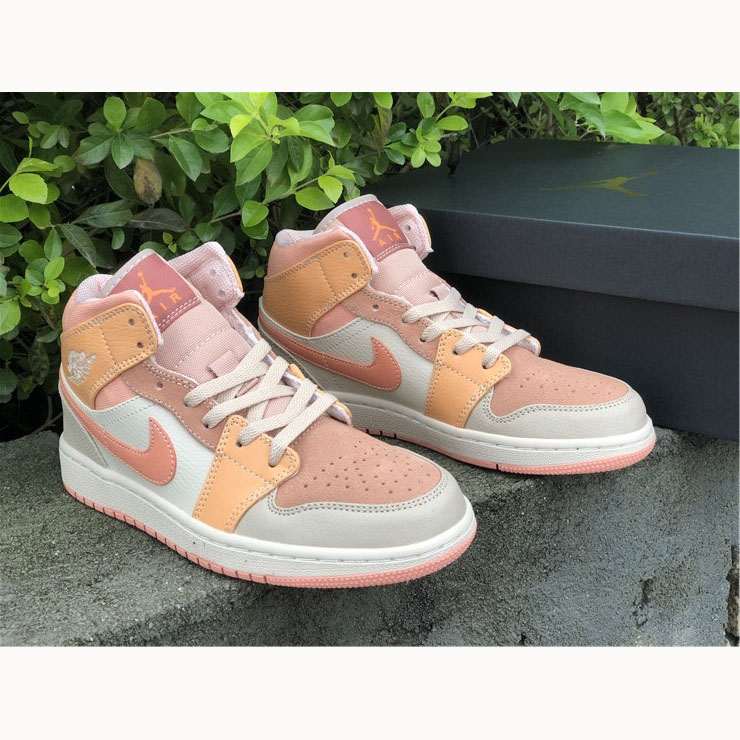 Jordan  Pink Orange Stitching Air  1 Mid - DesignerGu