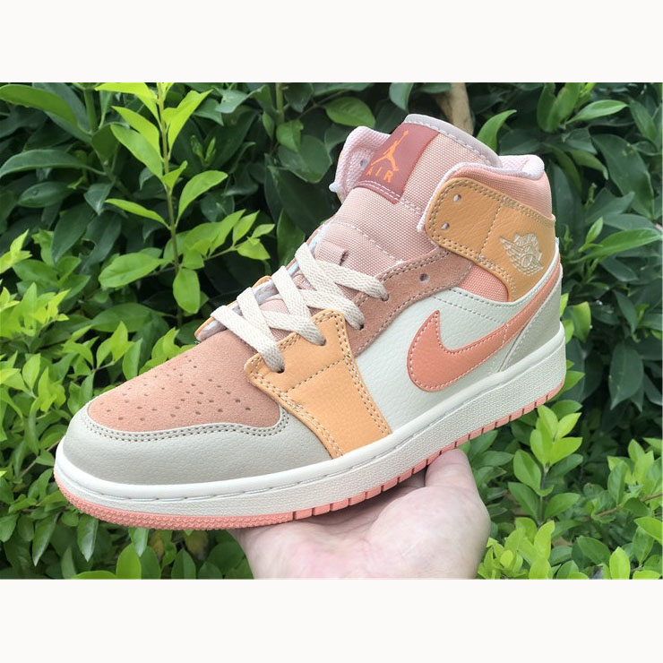 Jordan  Pink Orange Stitching Air  1 Mid - DesignerGu