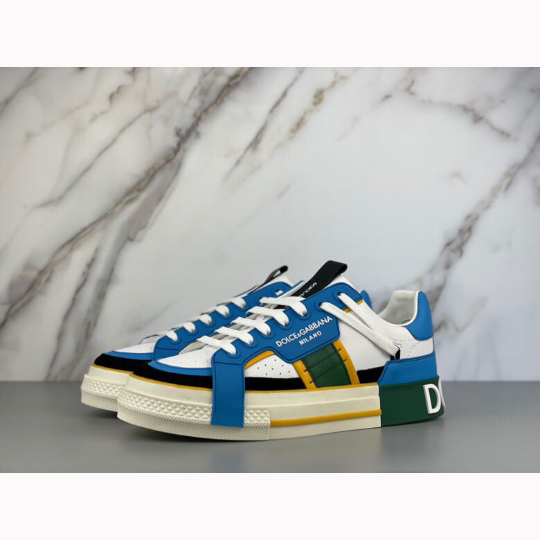 Dolce & Gabbana Calfskin 2Zero Custom Sneakers In Blue - DesignerGu