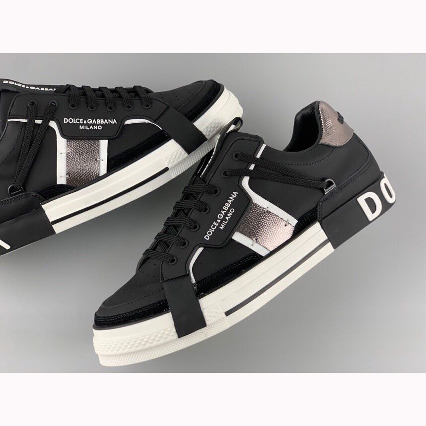 Dolce & Gabbana Calfskin 2Zero Custom Sneakers In Black - DesignerGu