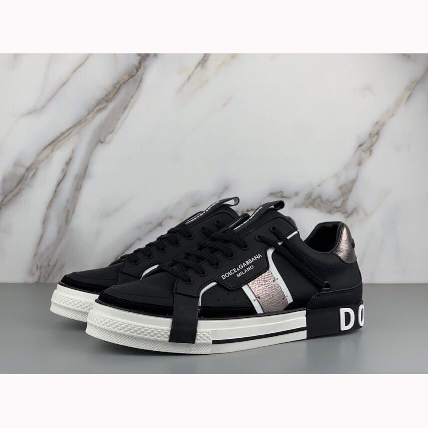 Dolce & Gabbana Calfskin 2Zero Custom Sneakers In Black - DesignerGu