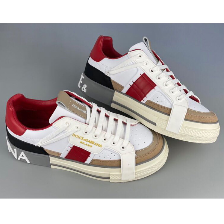 Dolce & Gabbana Calfskin 2Zero Custom Sneakers In Red - DesignerGu