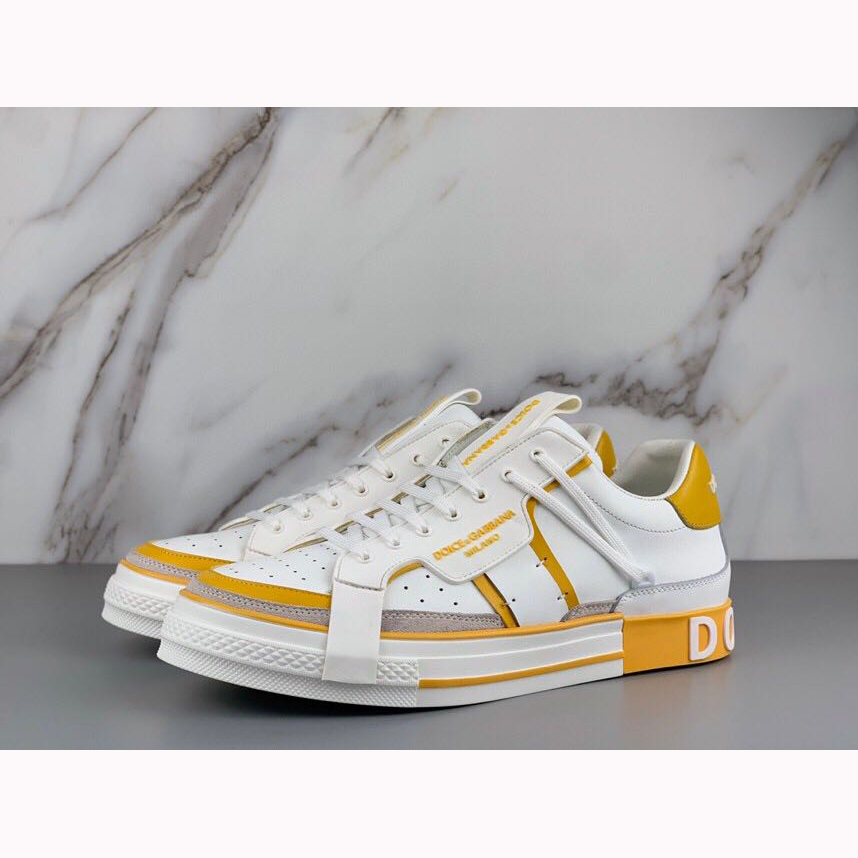 Dolce & Gabbana Calfskin 2Zero Custom Sneakers In Yellow - DesignerGu