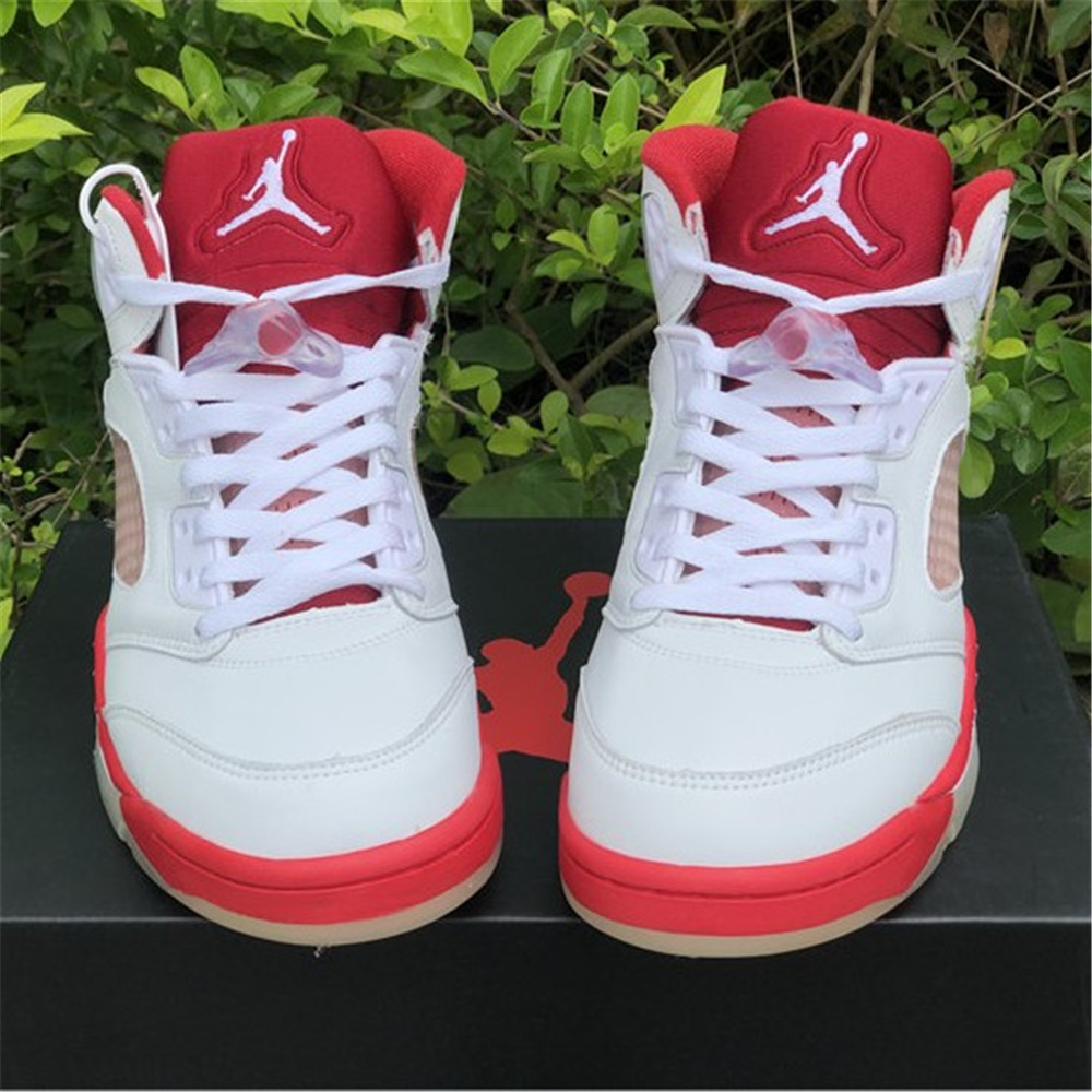 Jordan AJ 5 Retro GS Pink Foam Sneaker 440892-106 (Red&White) - DesignerGu