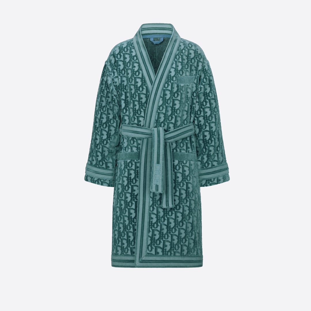 Dior Oblique Bathrobe In Green - DesignerGu