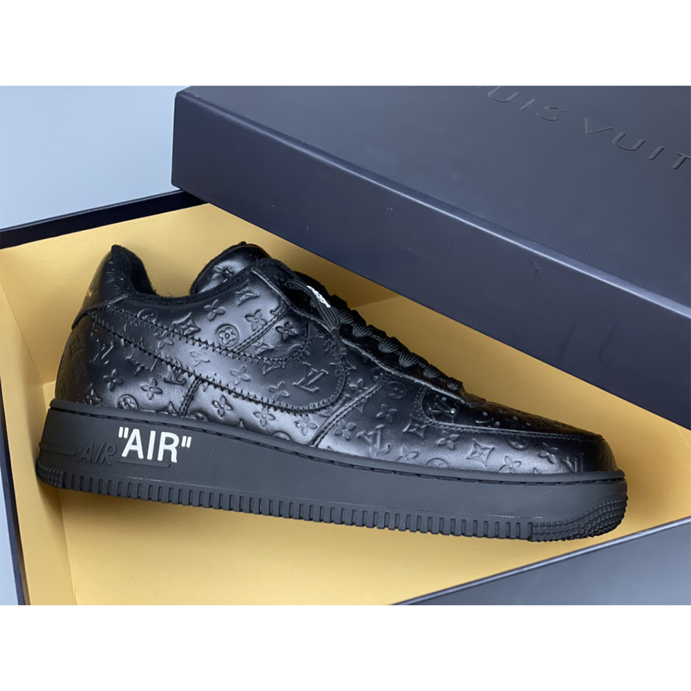 Louis Vuitton X Nike Air Force 1 Sneaker All Black - DesignerGu