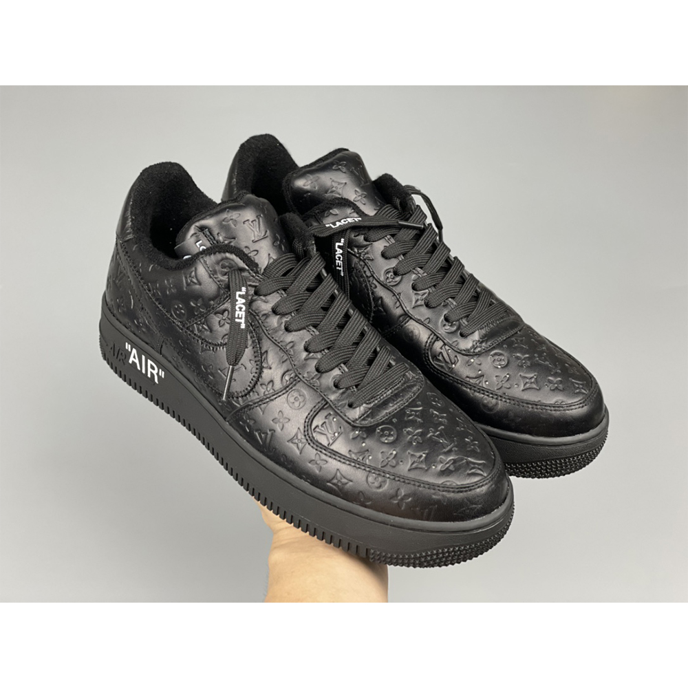 Louis Vuitton X Nike Air Force 1 Sneaker All Black - DesignerGu