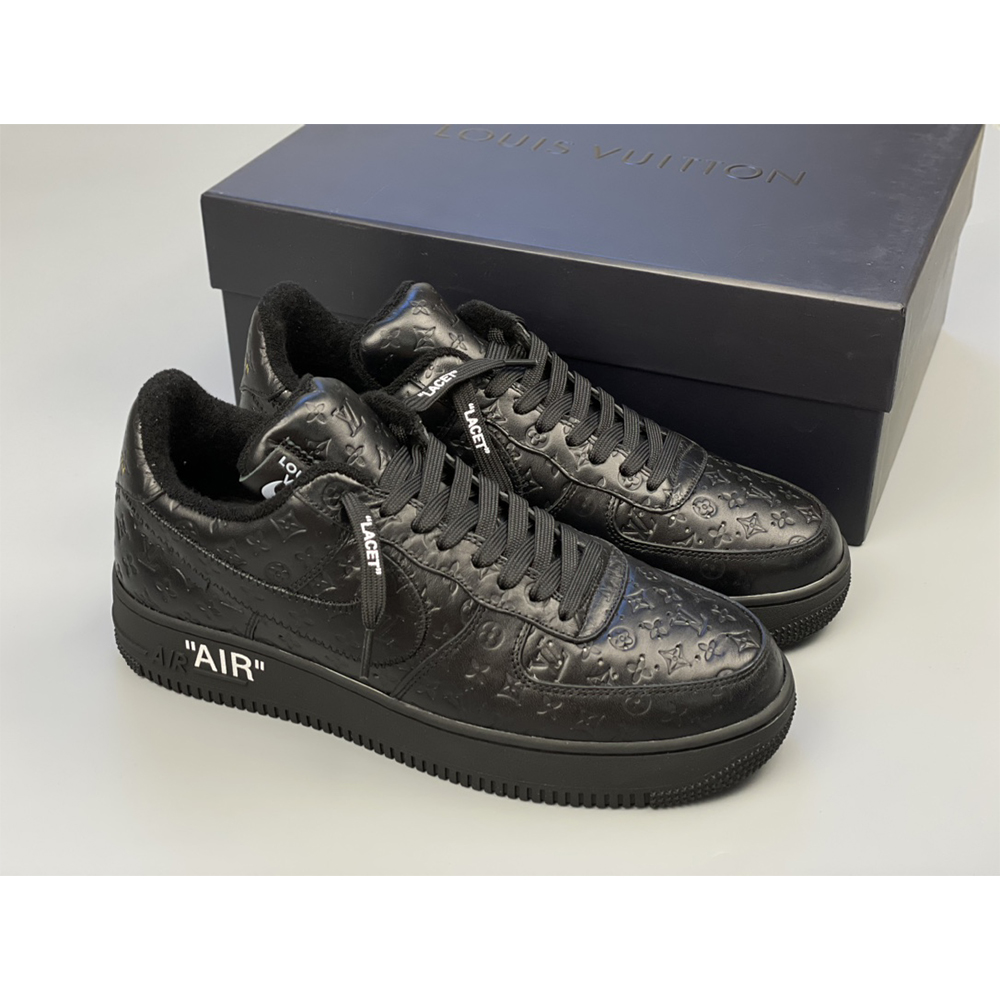 Louis Vuitton X Nike Air Force 1 Sneaker All Black - DesignerGu