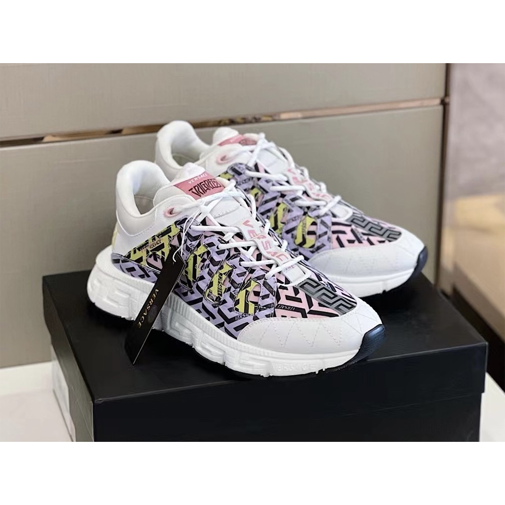 Versace Trigreca Sneakers Purple Pink & Yellow - DesignerGu