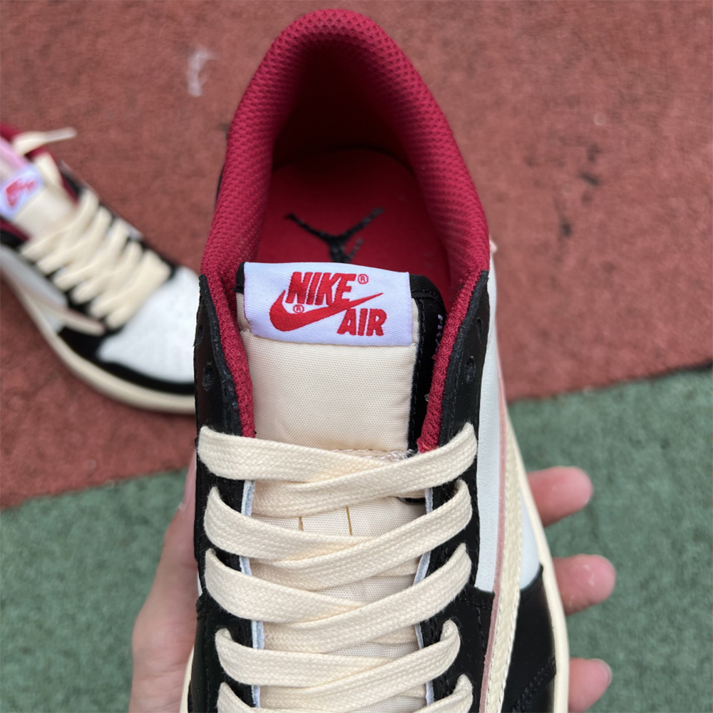 Jordan AJ1 Low Fragment X Travis Scott Black White Red - DesignerGu