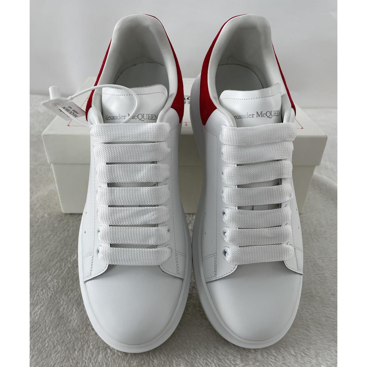 Alexander Mcqueen Leather Exaggerated-Sole Sneakers (Suede Red Back ) - DesignerGu