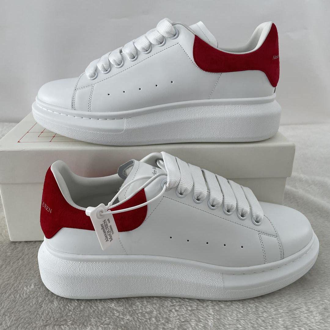 Alexander Mcqueen Leather Exaggerated-Sole Sneakers (Suede Red Back ) - DesignerGu