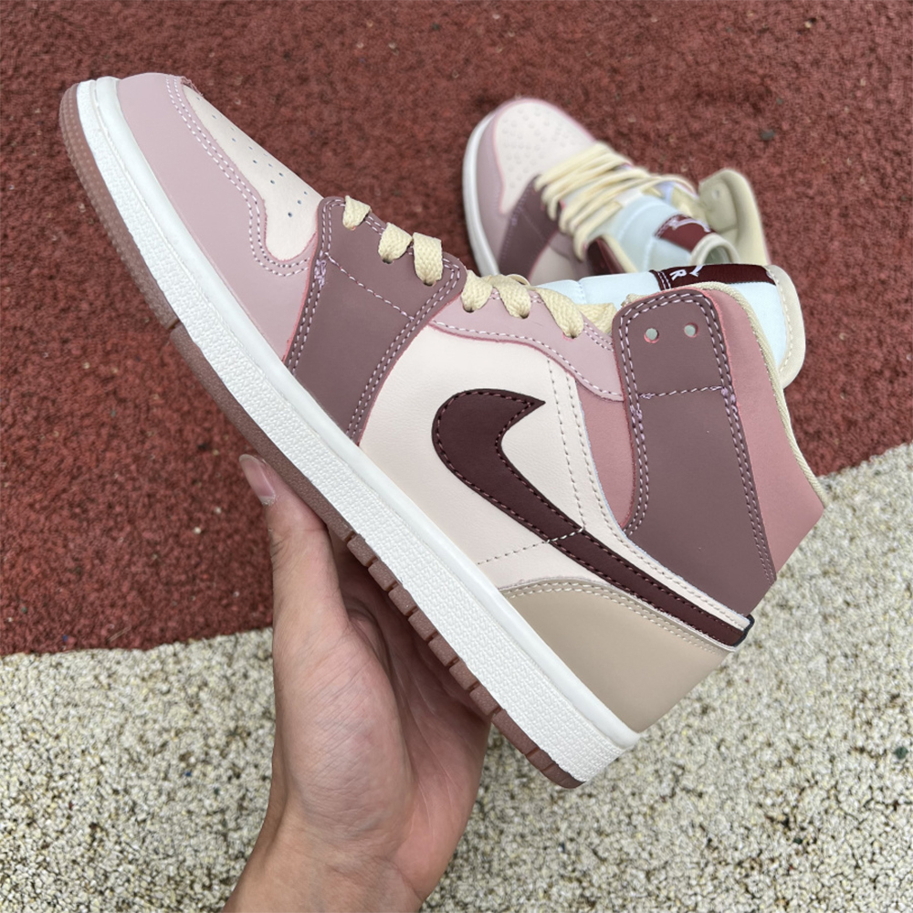 Jordan AJ1 Mid Dusty Pink Sneaker - DesignerGu