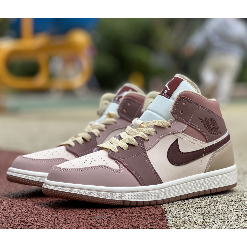 Jordan AJ1 Mid Dusty Pink Sneaker - DesignerGu