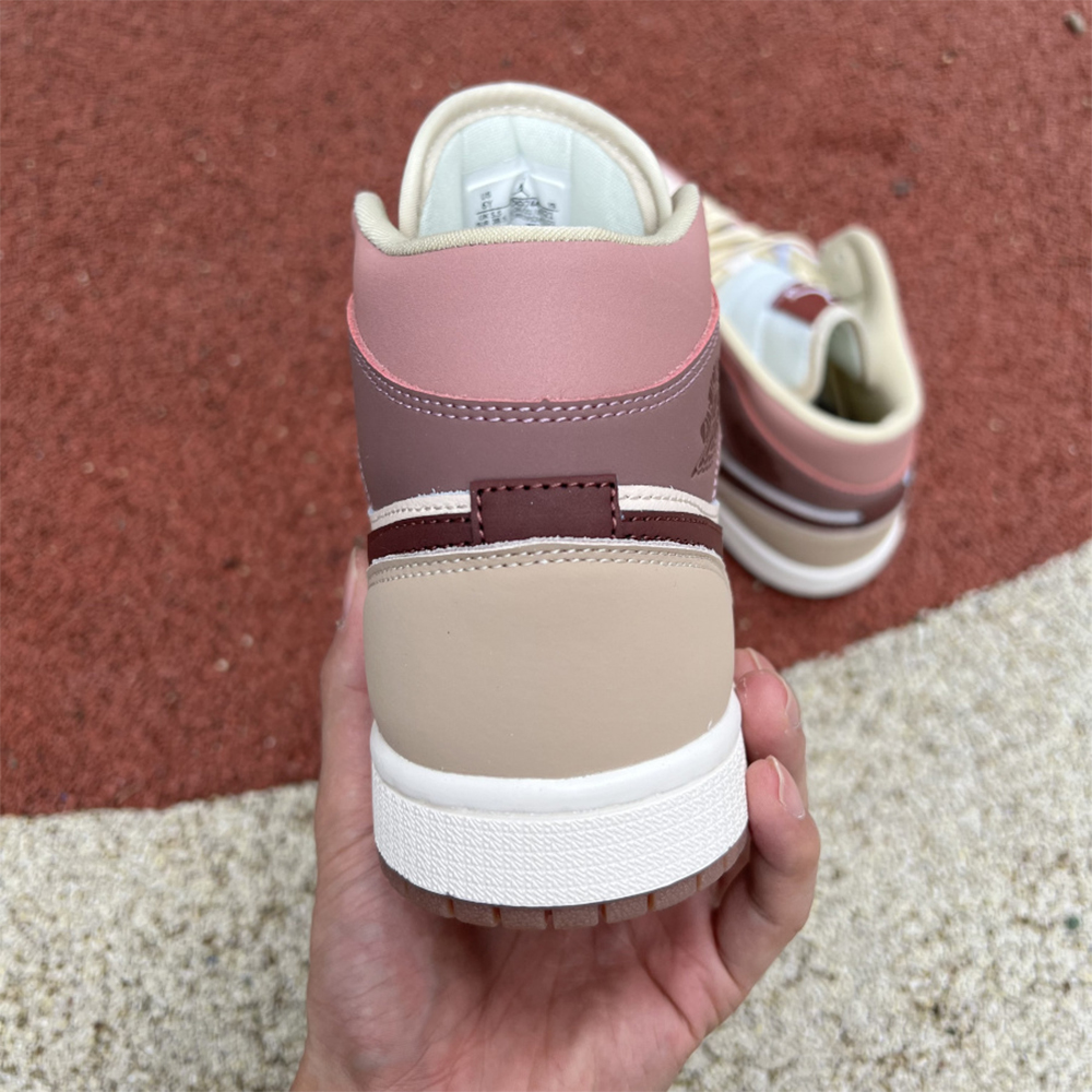 Jordan AJ1 Mid Dusty Pink Sneaker - DesignerGu