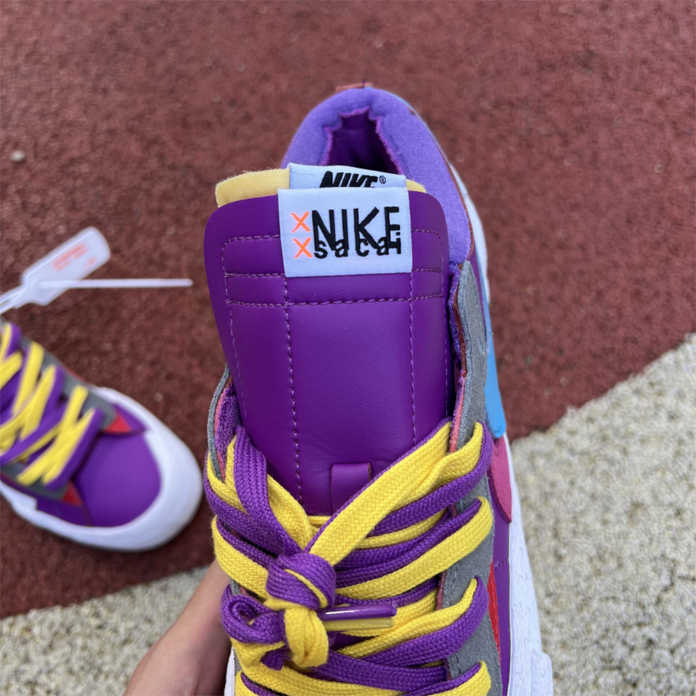 Kaws X Sacai X Nike Blazer Purple Sneakers  - DesignerGu