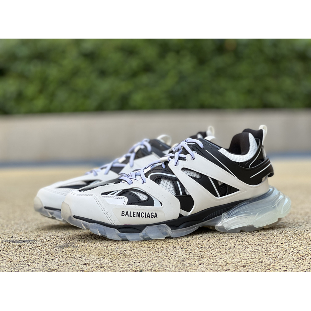 Balenciaga Men's Track Trainers Clear Sole In White - DesignerGu