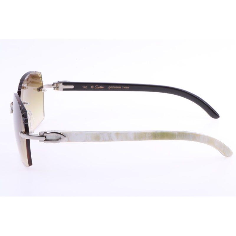 Cartier  8300818 Engrave Lens White Mix Black Buffalo Sunglasses In Silver Brown - DesignerGu