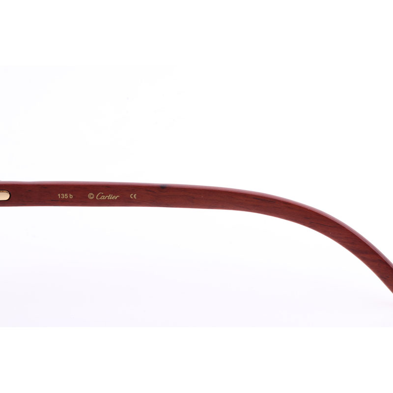 Cartier  8300818 Engrave Lens Wood Sunglasses In Gold Brown - DesignerGu