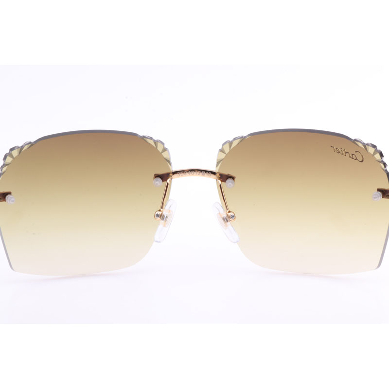 Cartier  8300818 Engrave Lens Wood Sunglasses In Gold Brown - DesignerGu