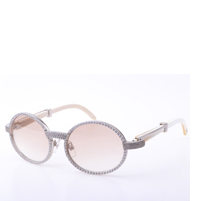 Cartier  7550178 55-22 New Full Diamond White Buffalo Sunglasses In Silver Brown - DesignerGu