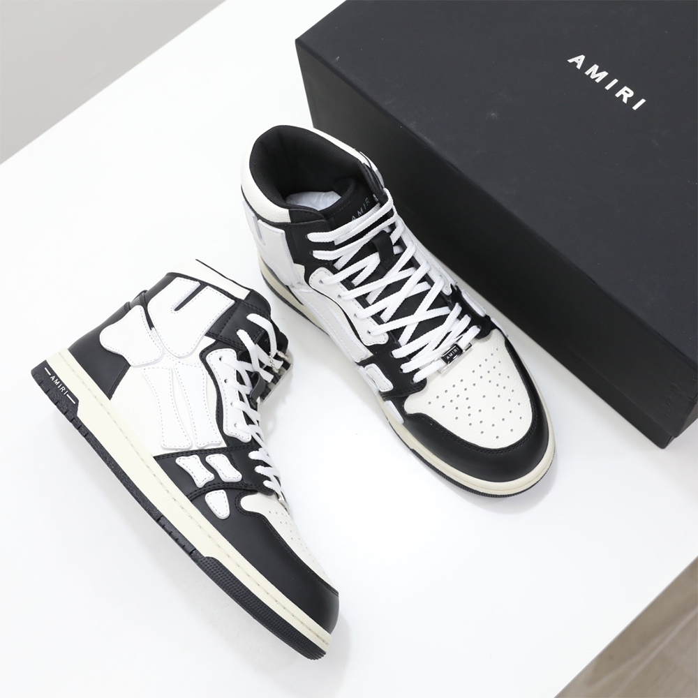 Amiri Skel-Top Hi Sneaker White/Black - DesignerGu