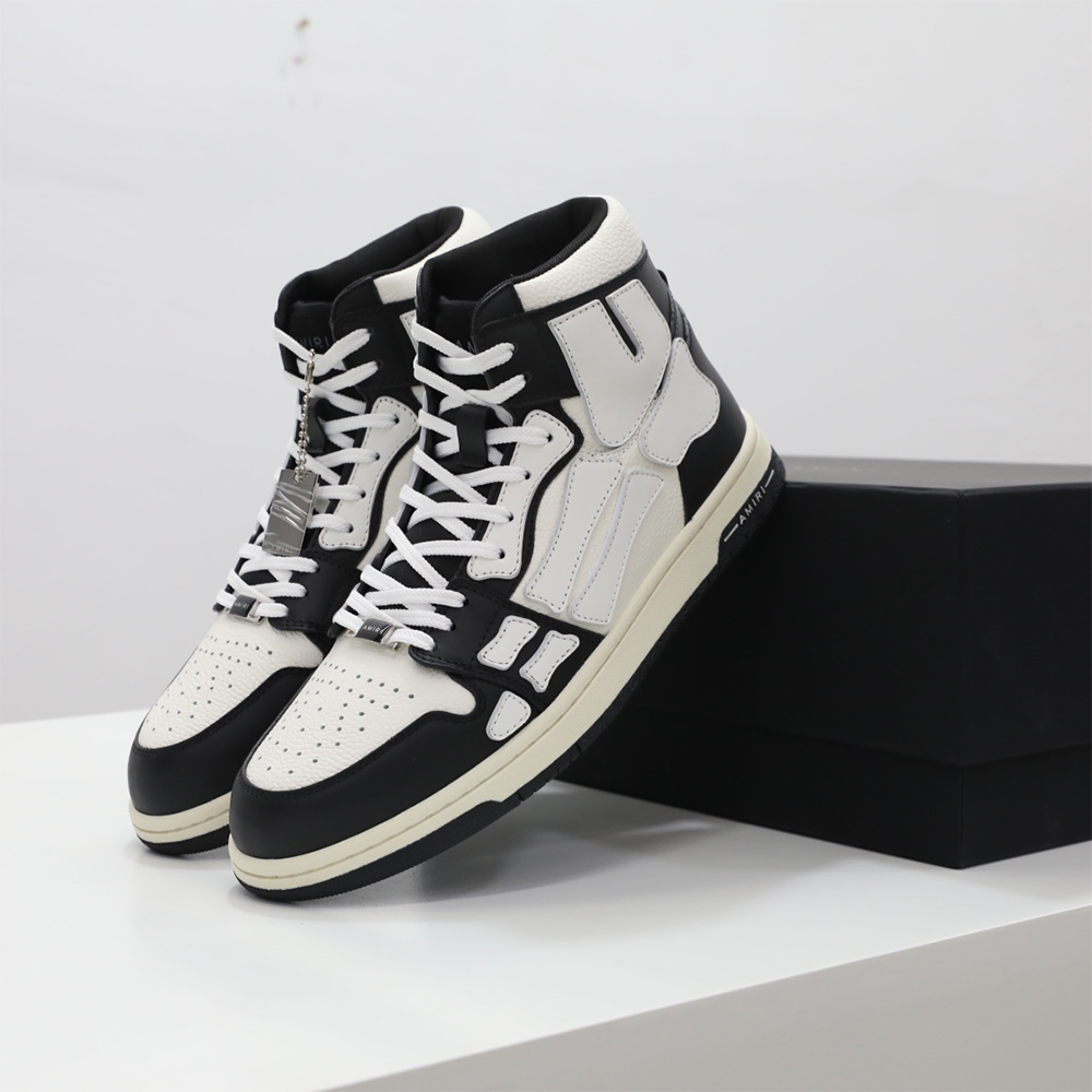 Amiri Skel-Top Hi Sneaker White/Black - DesignerGu