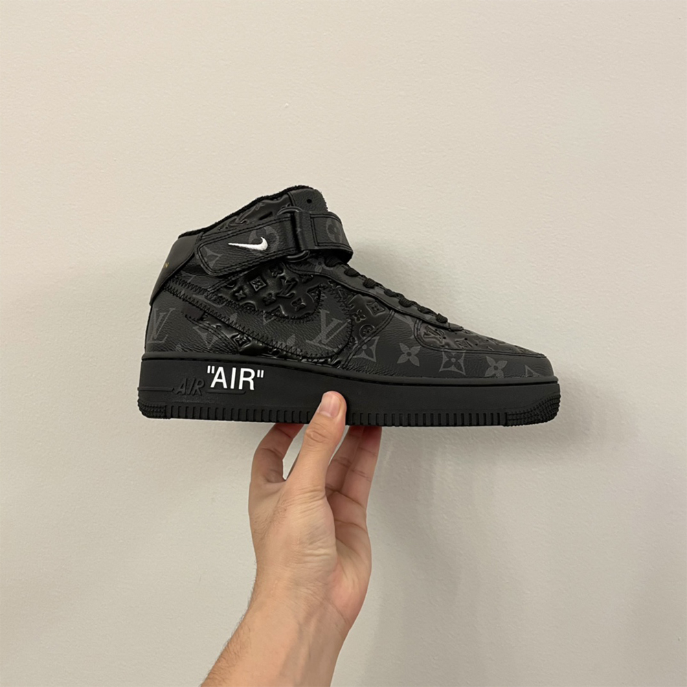 Louis Vuitton X Nike Air Force 1 Mid-Top Sneaker In All Black - DesignerGu