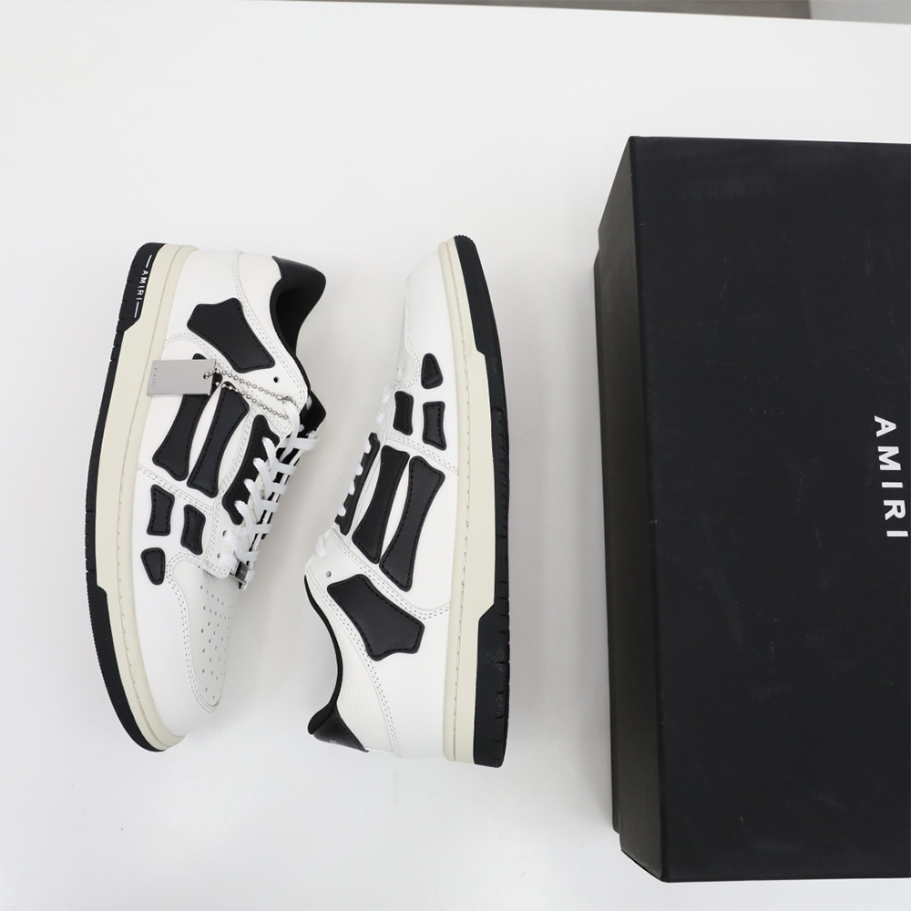 Amiri Skel-Top Low Sneaker White/Black - DesignerGu