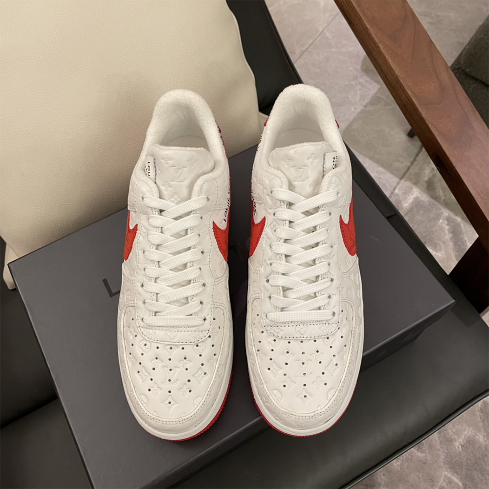 Louis Vuitton X Nike Air Force 1 Sneaker In White&Red - DesignerGu