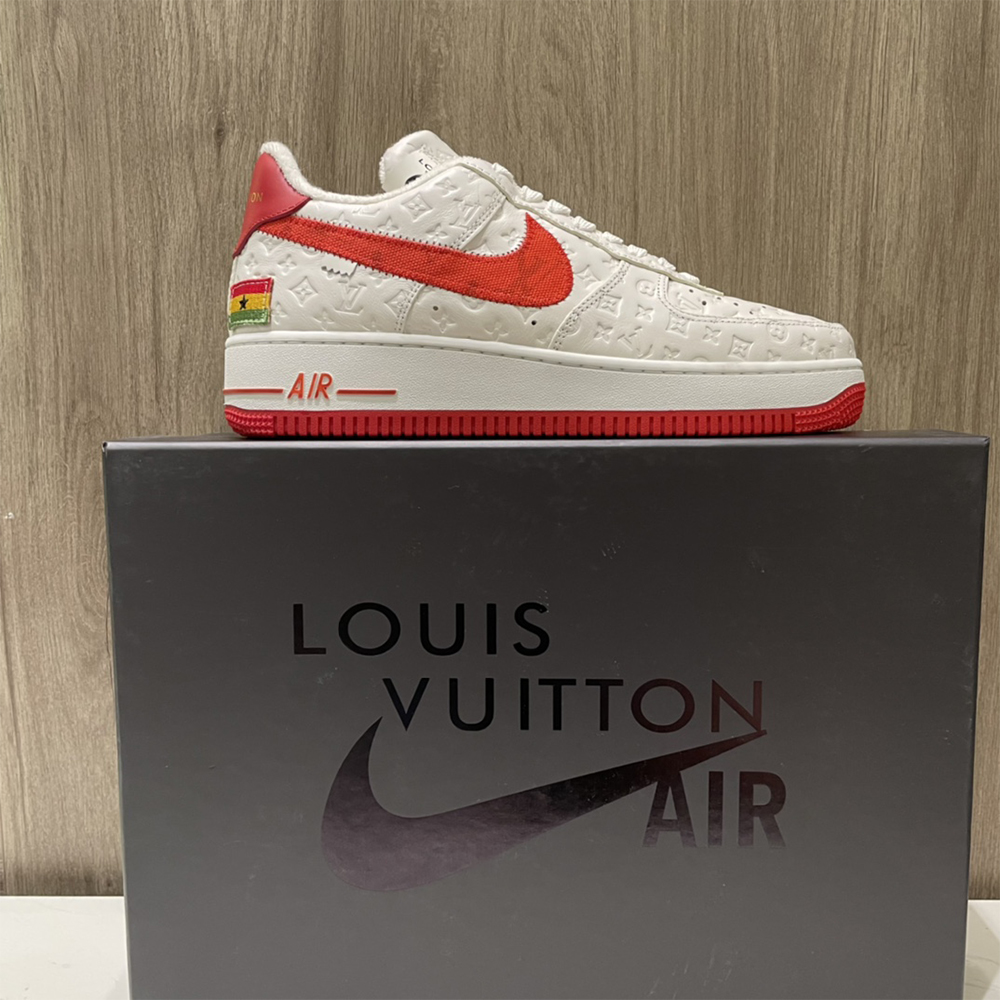 Louis Vuitton X Nike Air Force 1 Sneaker In White&Red - DesignerGu