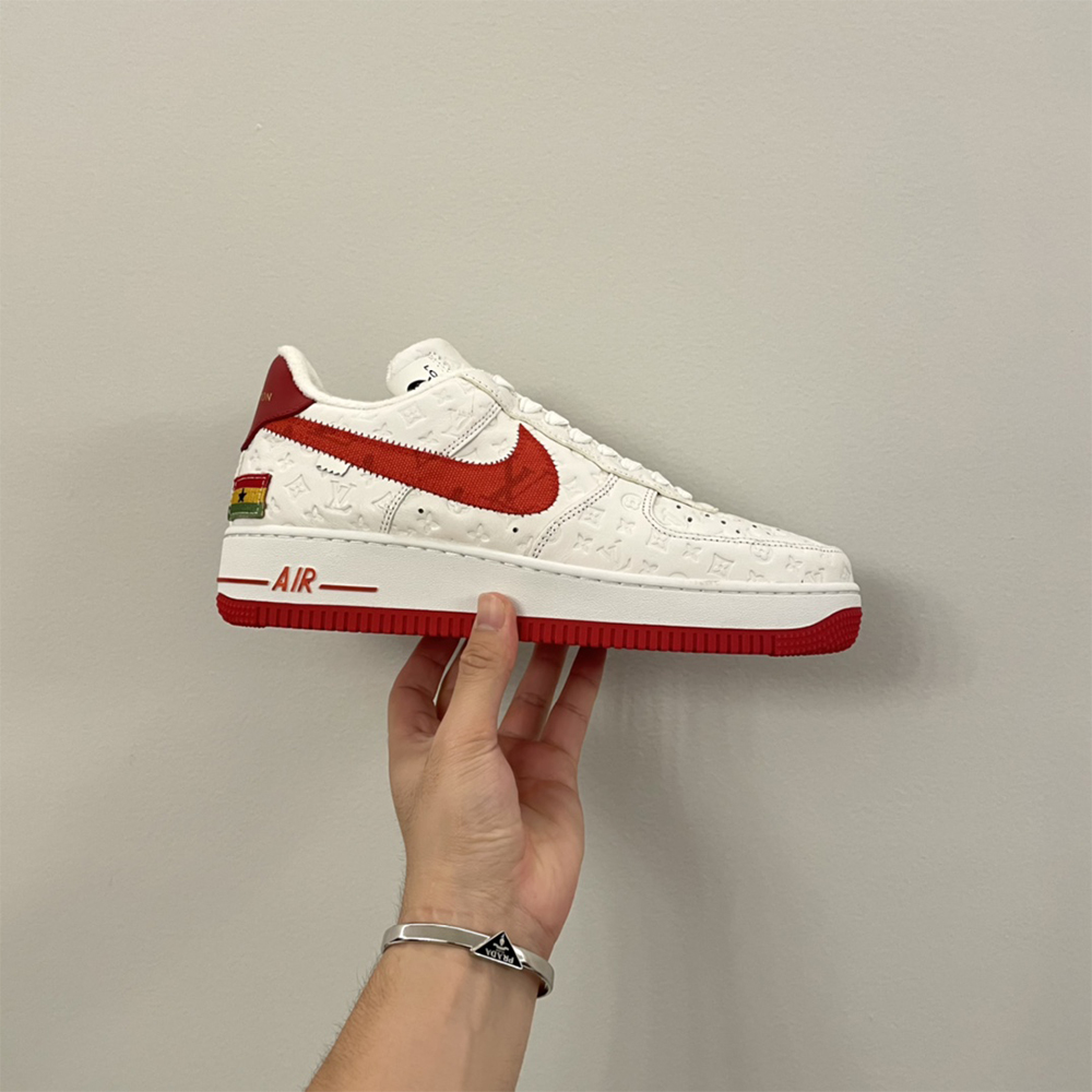 Louis Vuitton X Nike Air Force 1 Sneaker In White&Red - DesignerGu