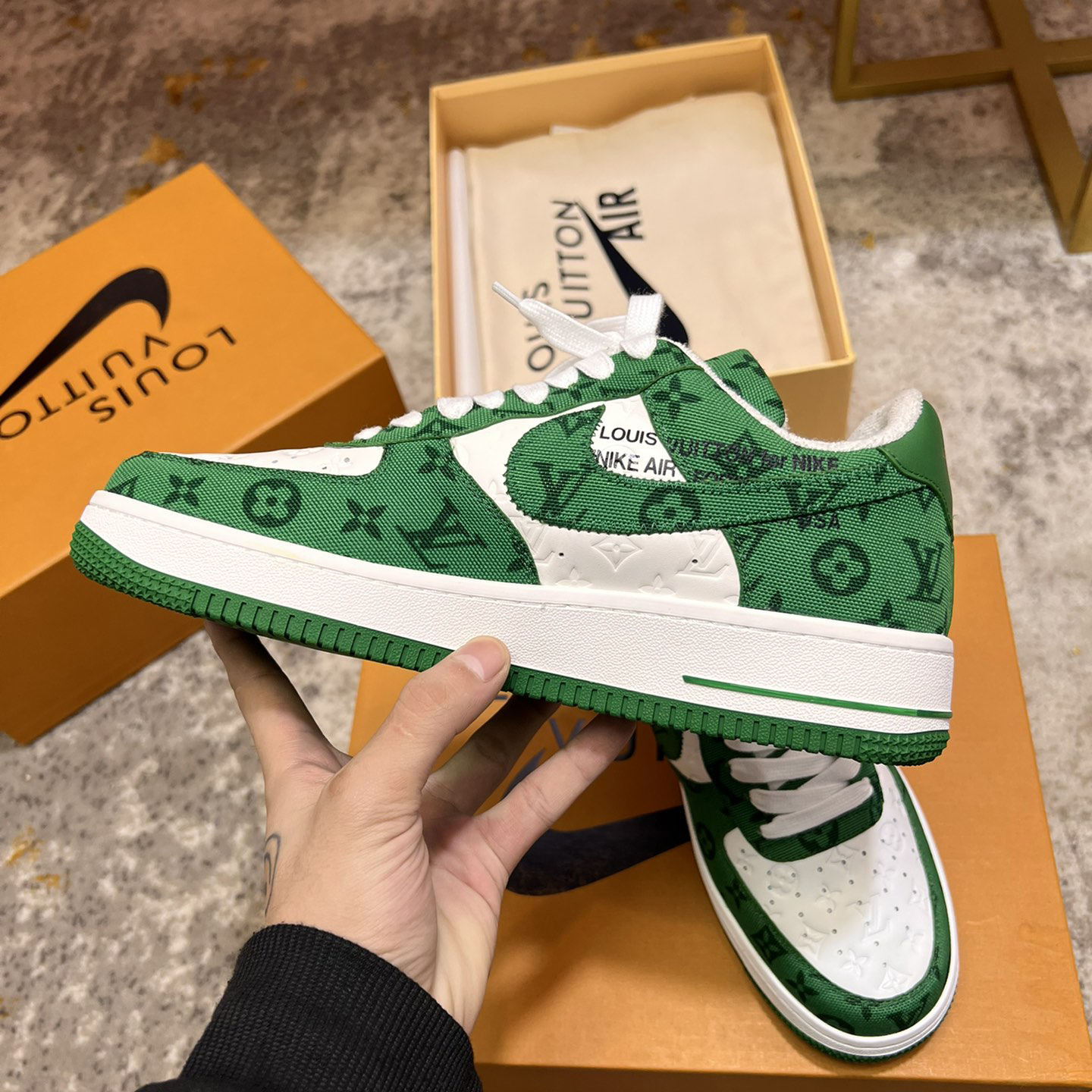 Louis Vuitton X Nike Air Force 1 Sneaker In Green - DesignerGu