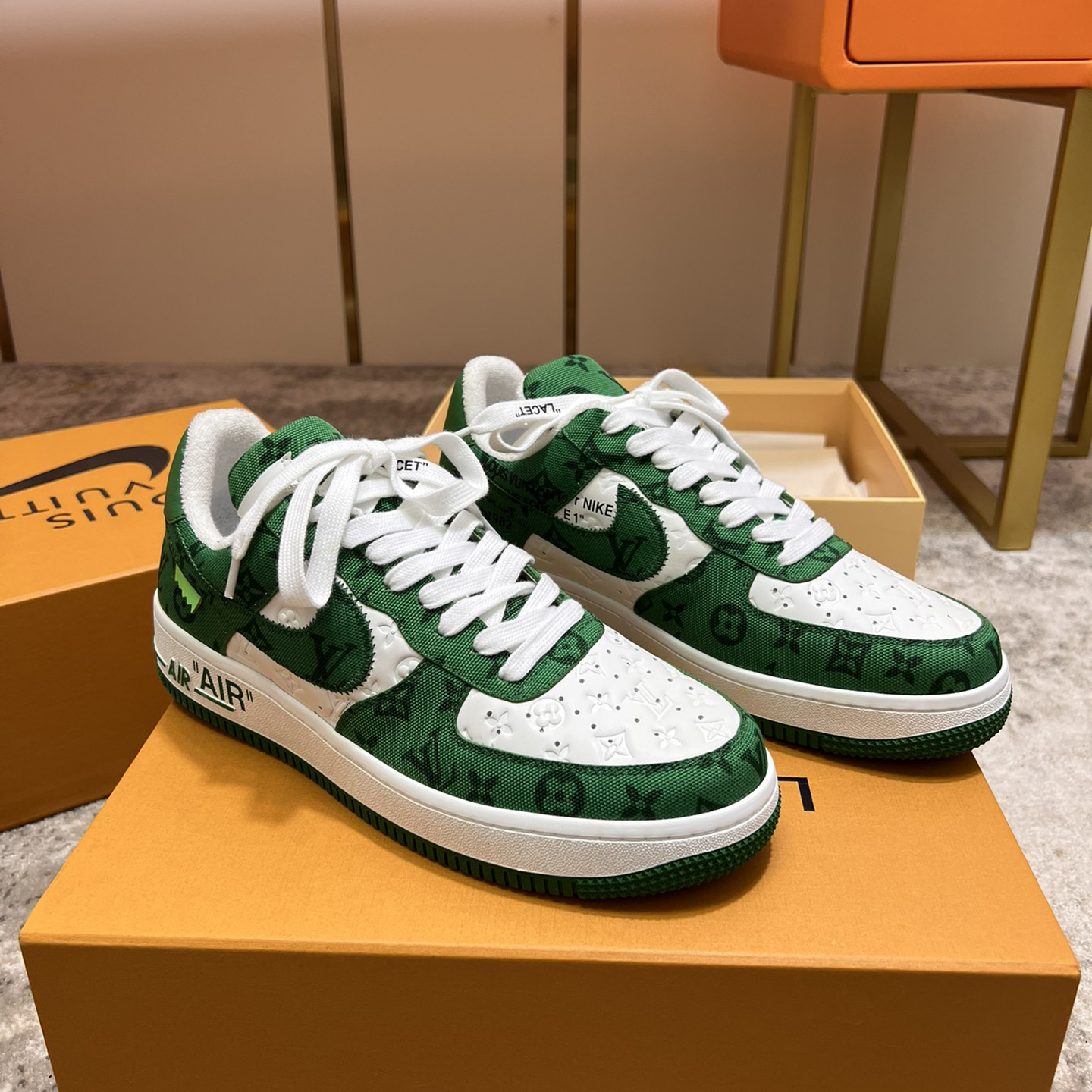 Louis Vuitton X Nike Air Force 1 Sneaker In Green - DesignerGu