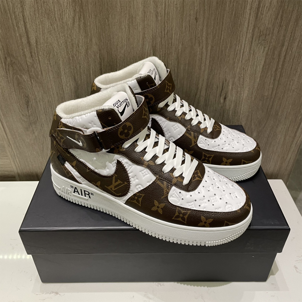 Louis Vuitton X Nike Air Force 1 Mid-Top Monogram Sneaker - DesignerGu