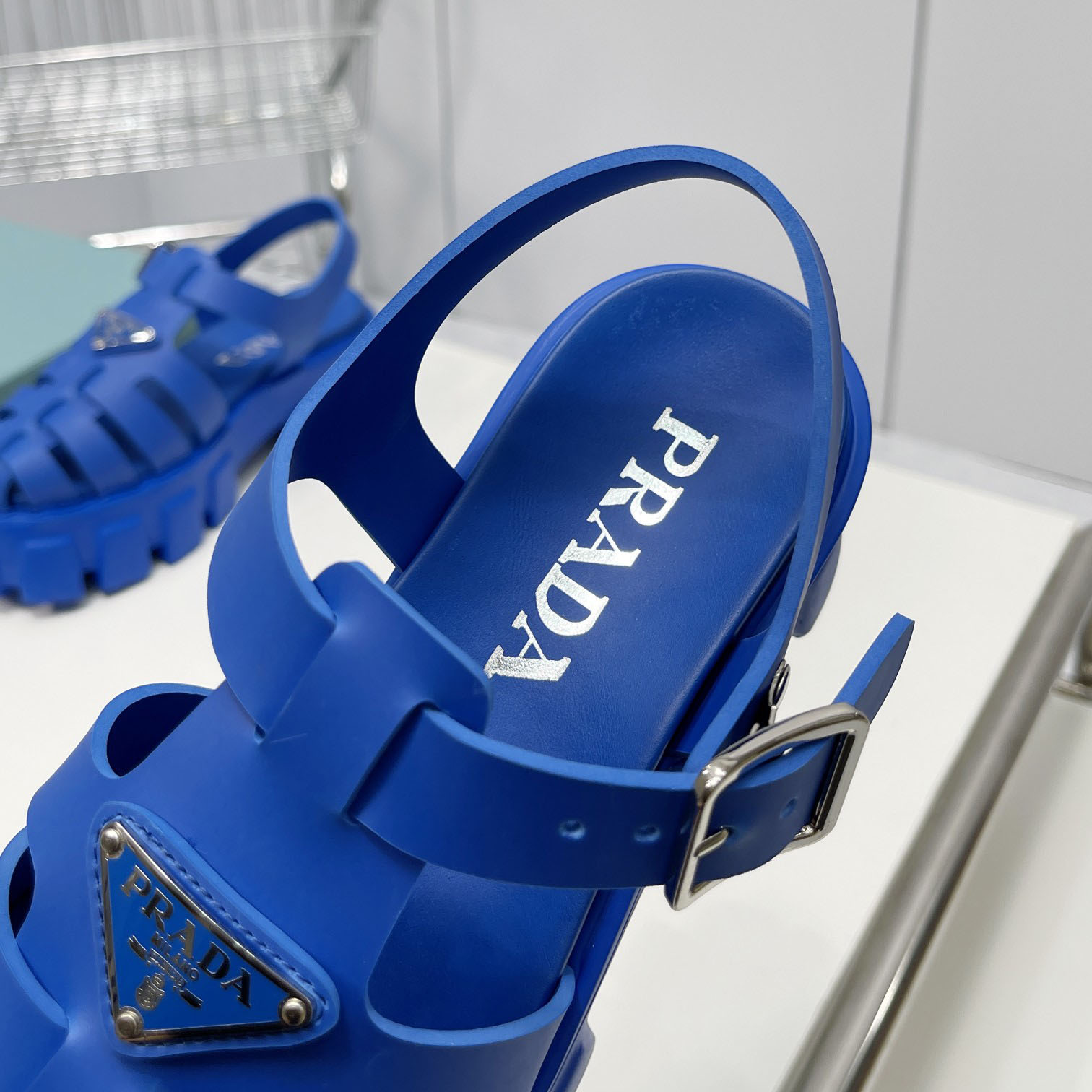 Prada Foam Rubber Sandals In Blue - DesignerGu