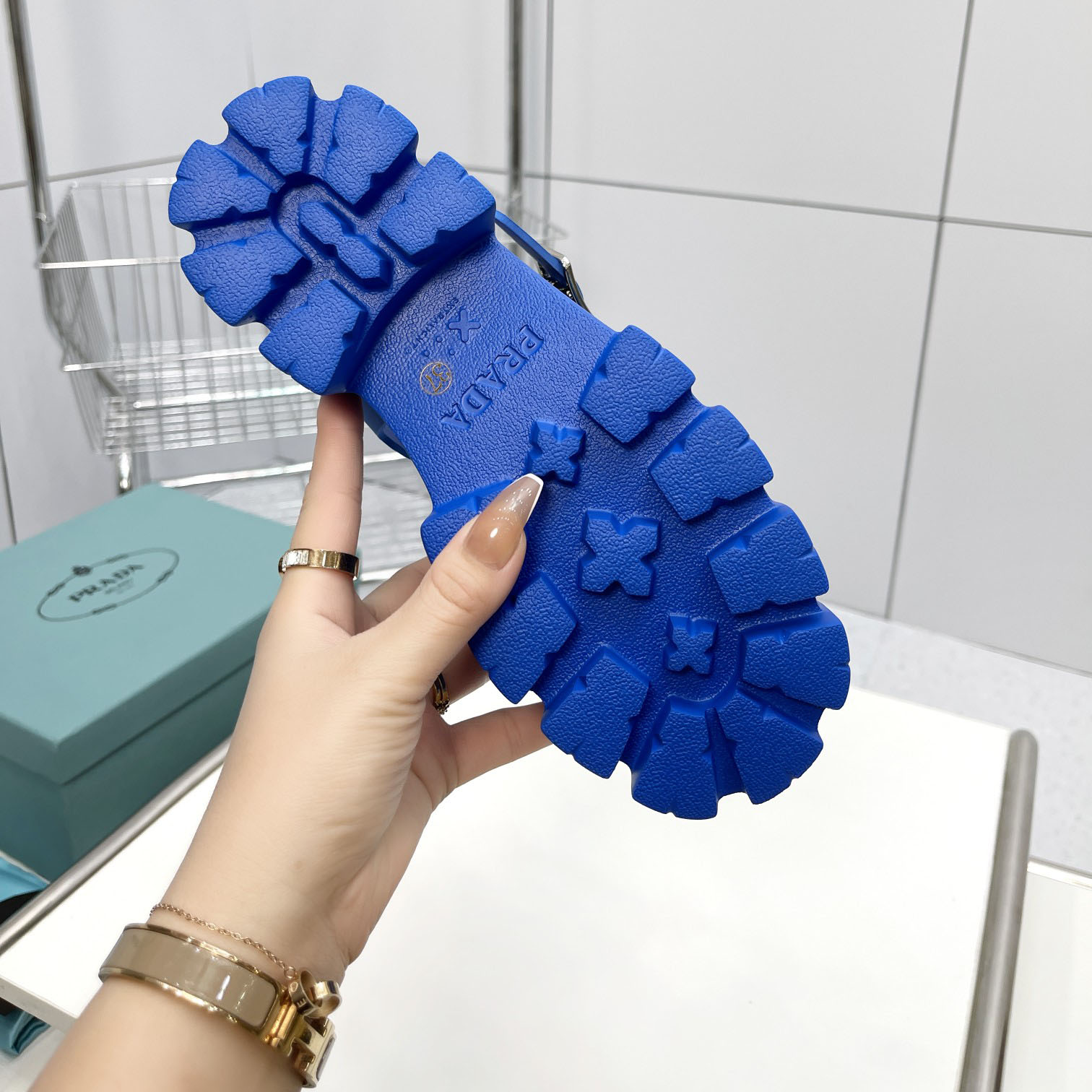 Prada Foam Rubber Sandals In Blue - DesignerGu