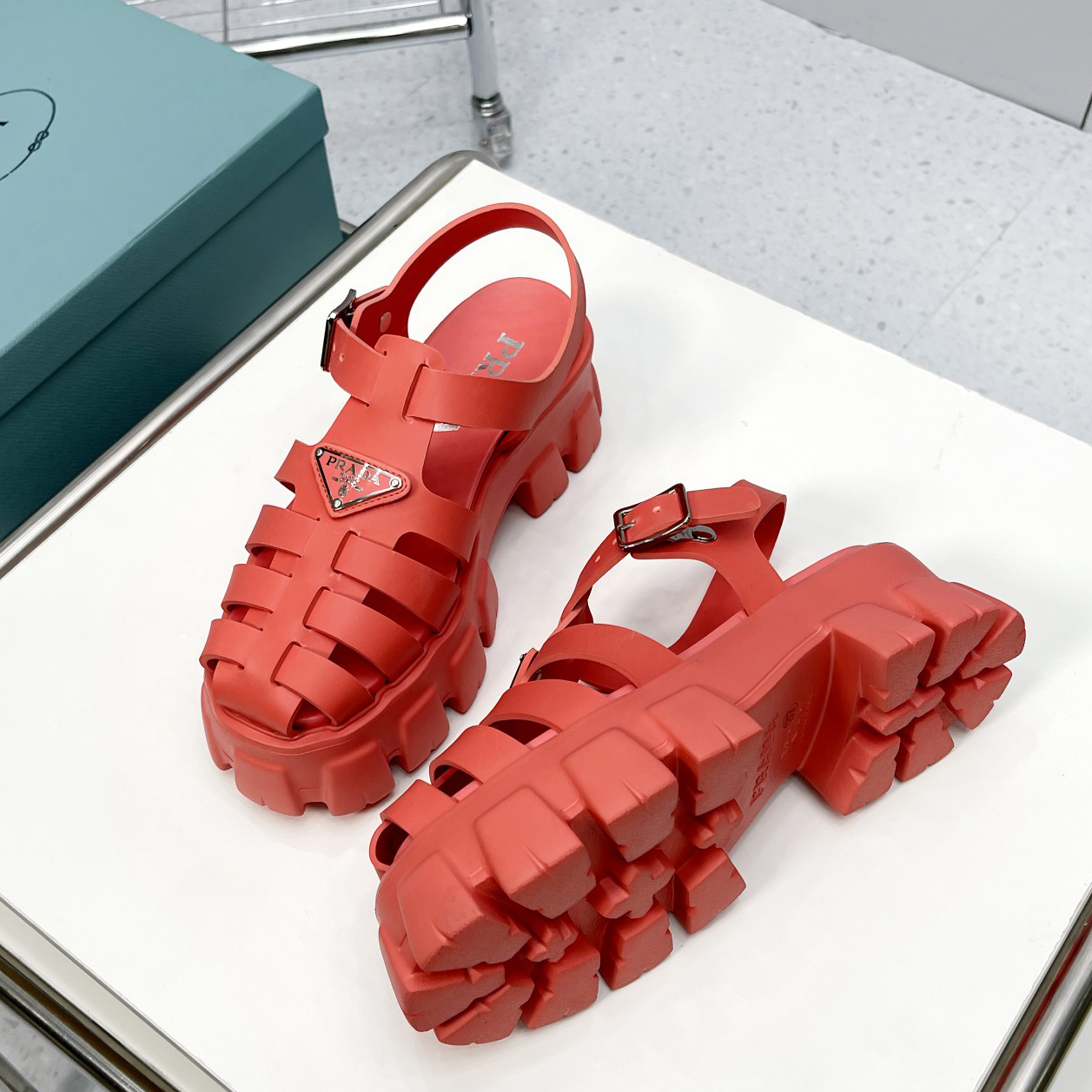 Prada Foam Rubber Sandals In Red - DesignerGu