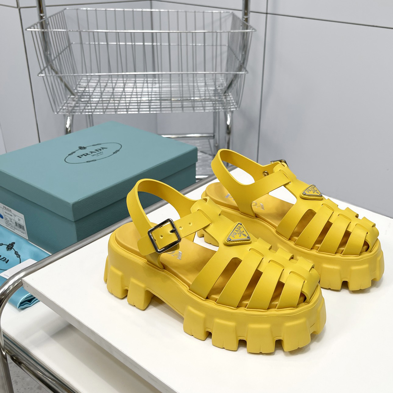 Prada Foam Rubber Sandals In Yellow - DesignerGu