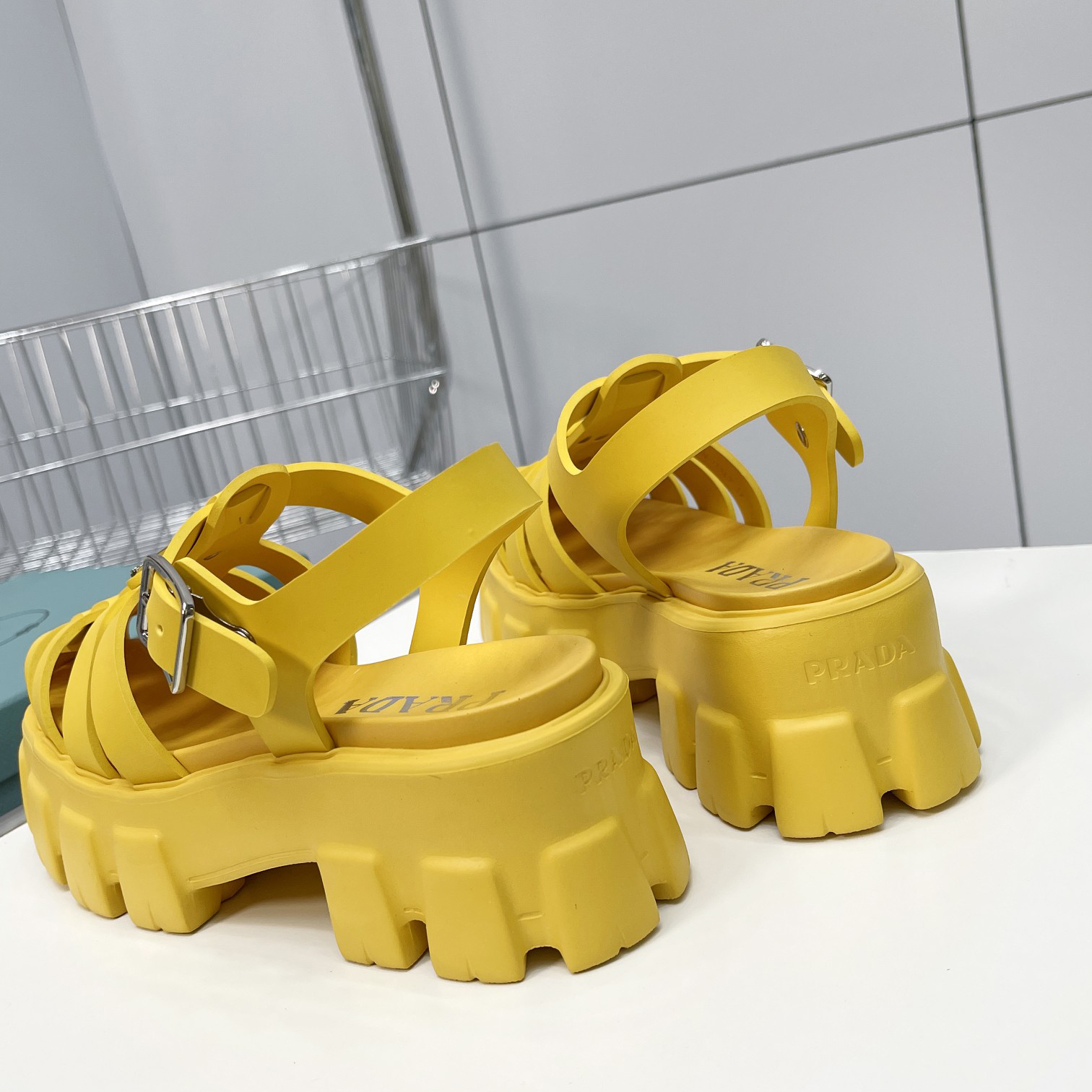 Prada Foam Rubber Sandals In Yellow - DesignerGu