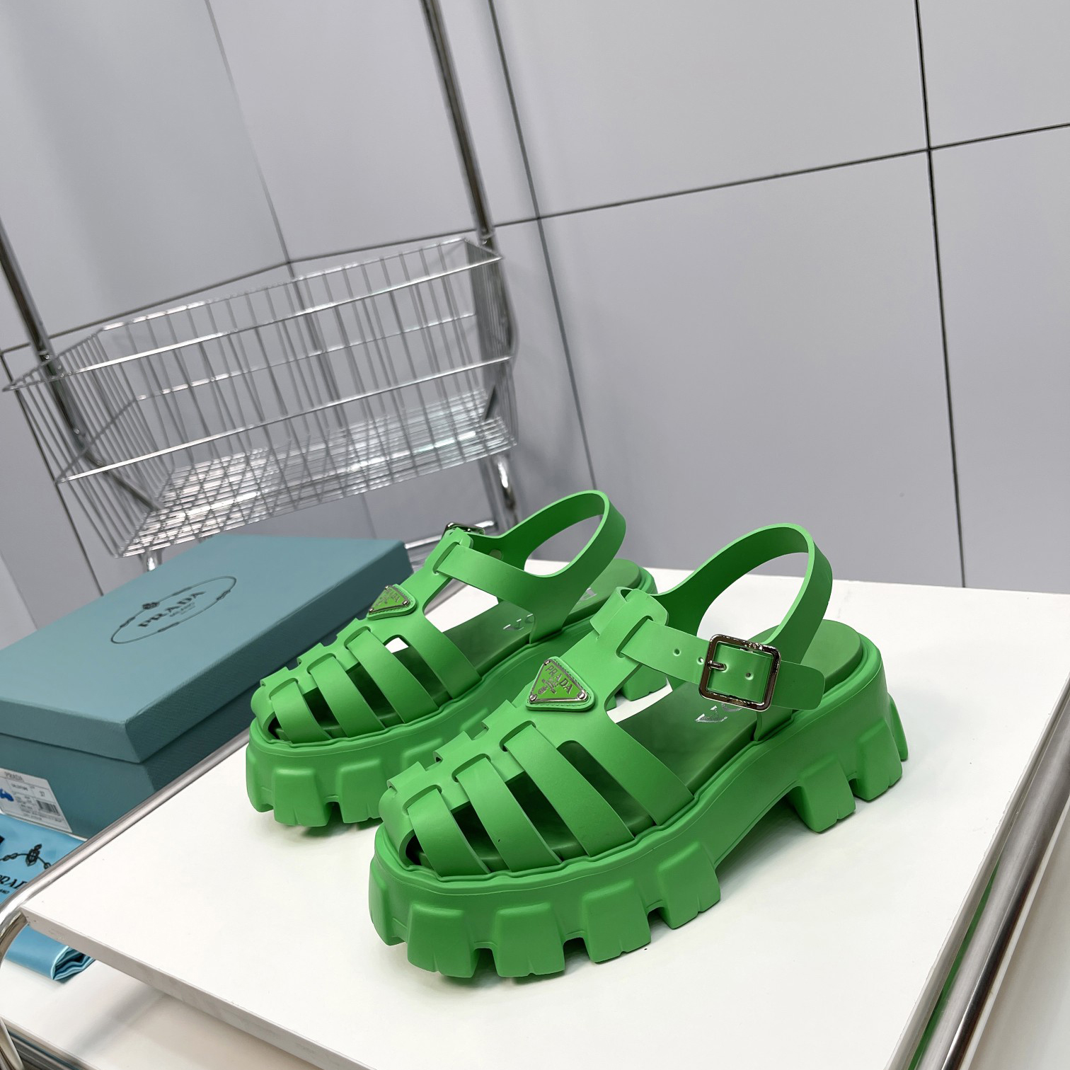 Prada Foam Rubber Sandals In Green - DesignerGu