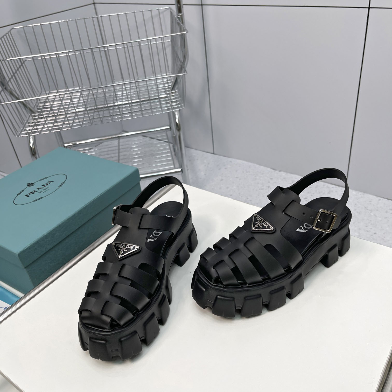 Prada Foam Rubber Sandals In Black - DesignerGu