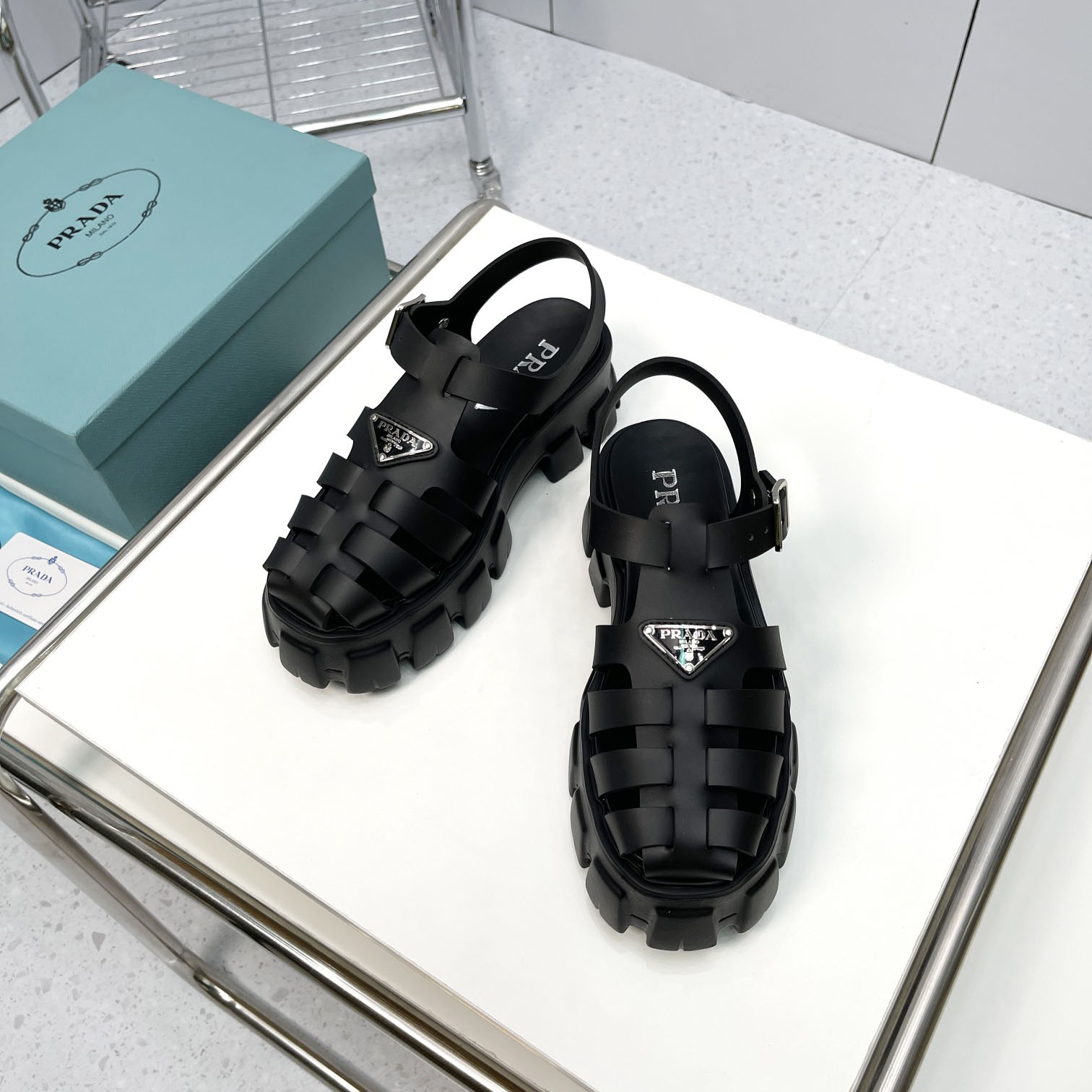 Prada Foam Rubber Sandals In Black - DesignerGu