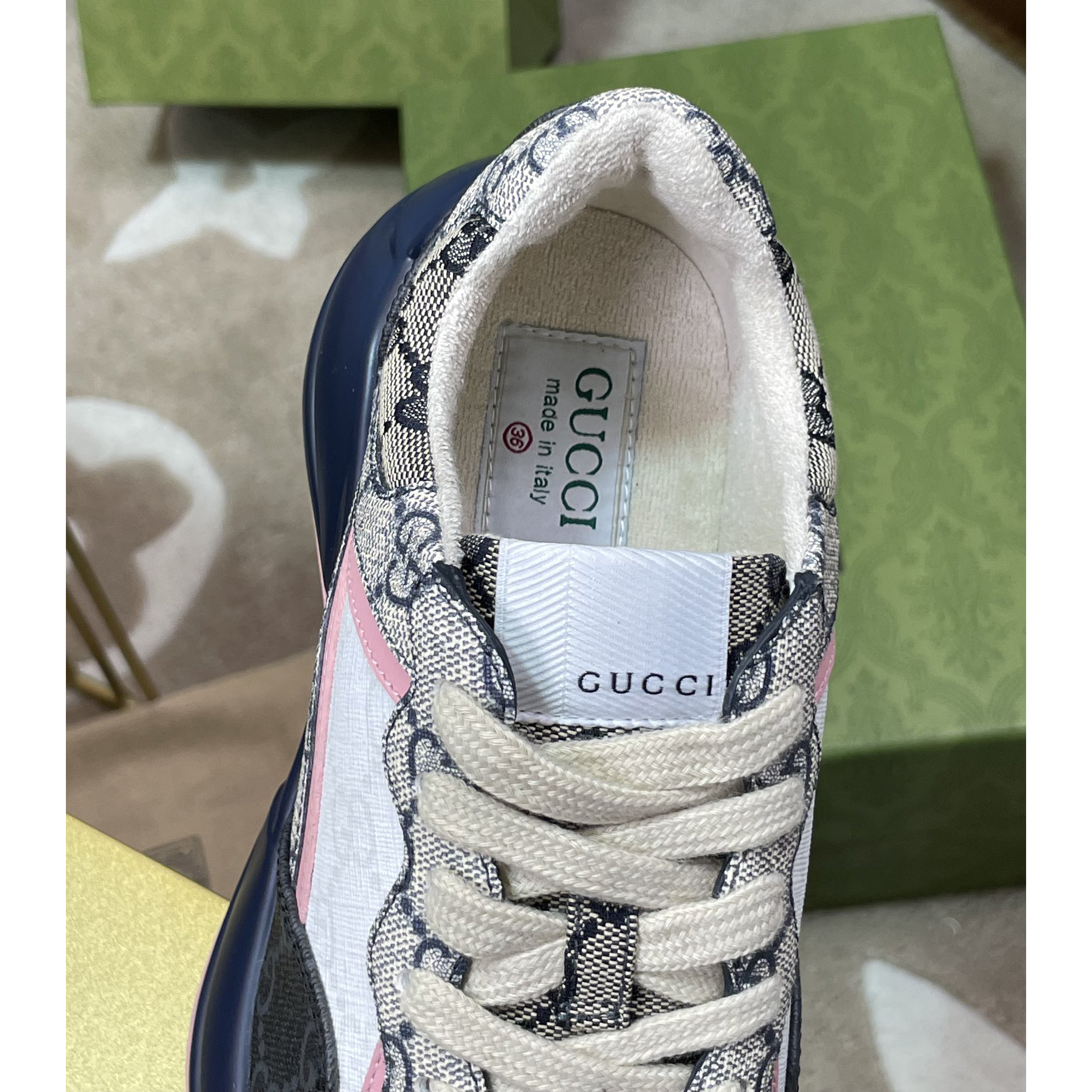 Gucci GG Rhyton Sneaker (UK SIZE) - DesignerGu