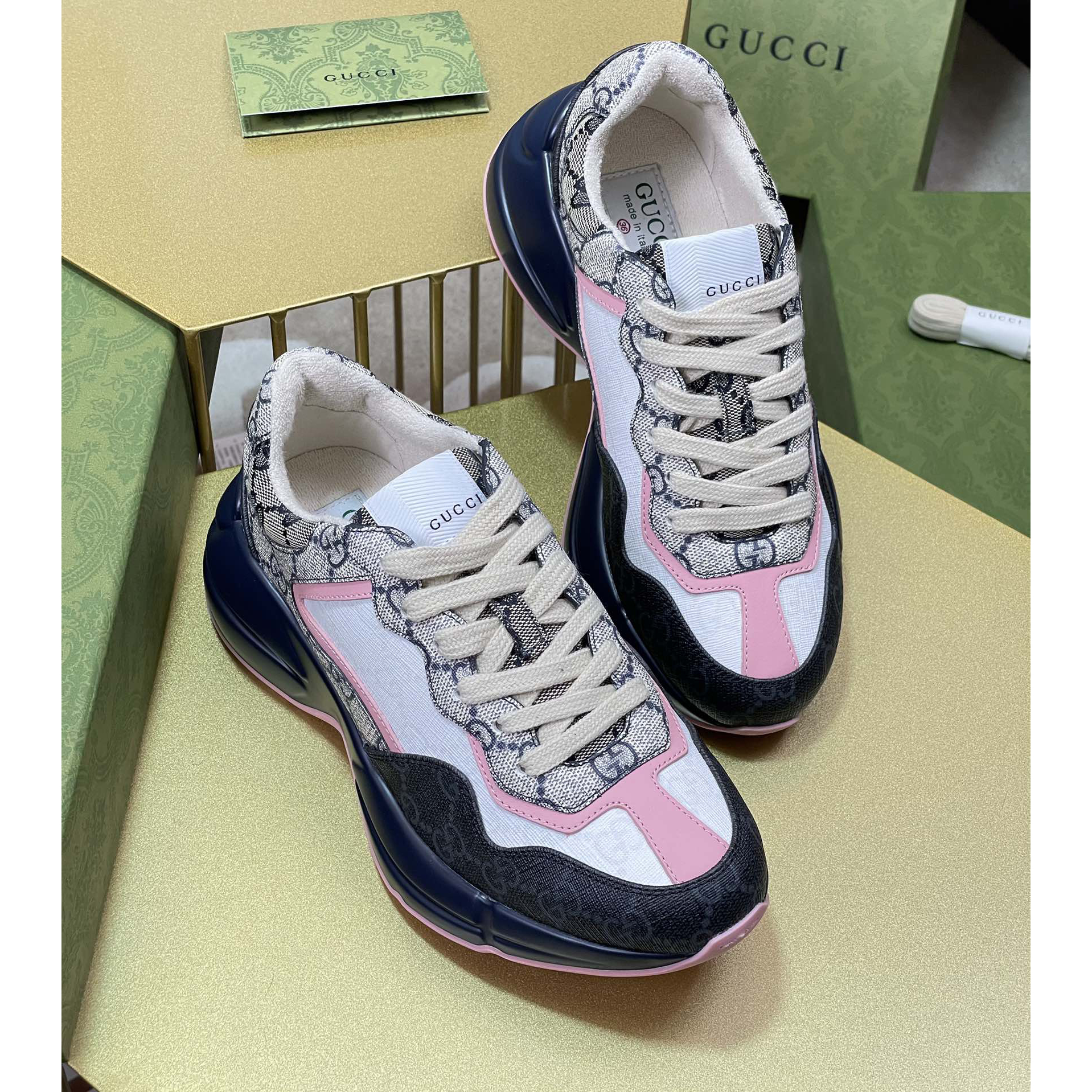 Gucci GG Rhyton Sneaker (UK SIZE) - DesignerGu