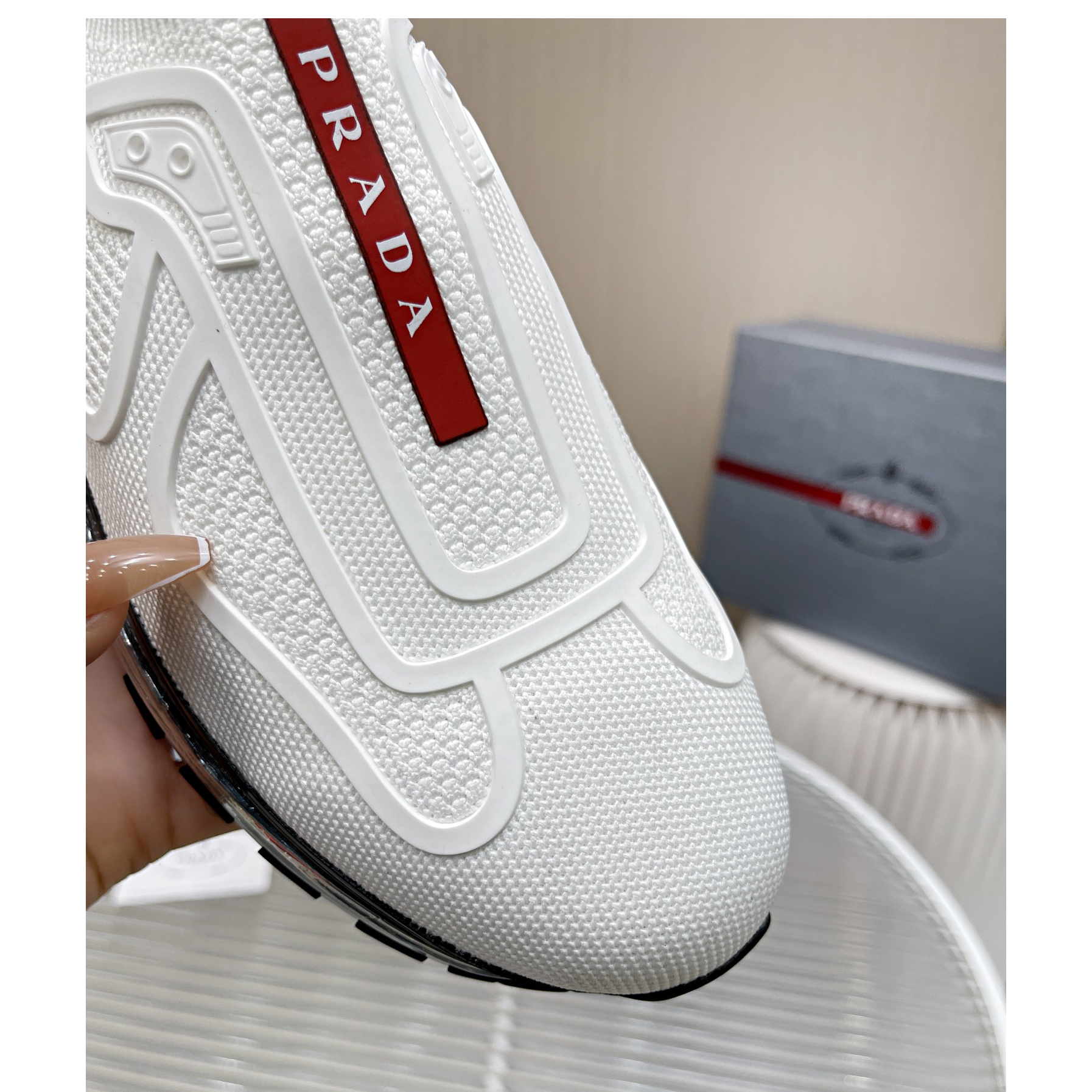 Prada Logo Sneakers In White - DesignerGu