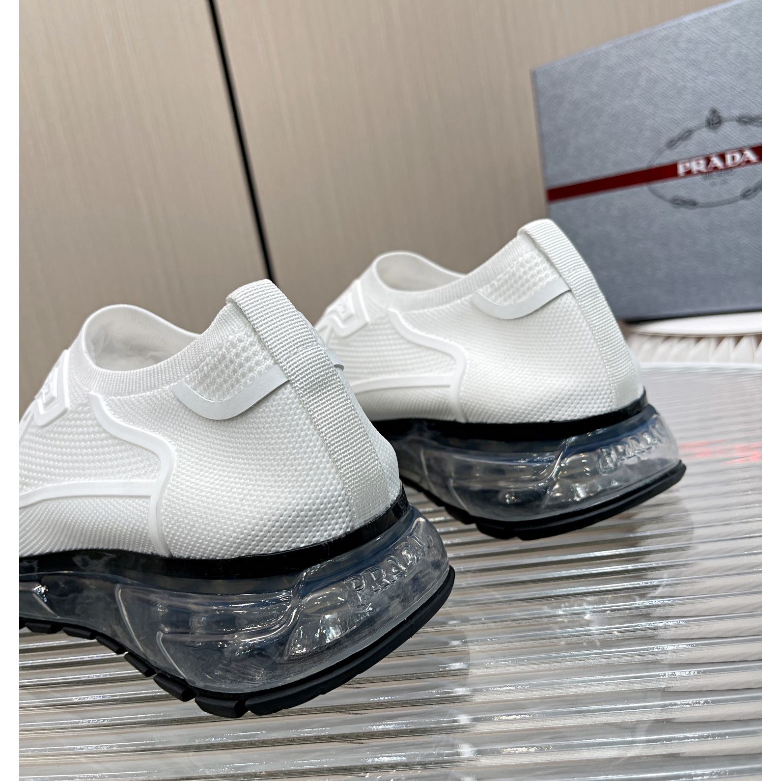 Prada Logo Sneakers In White - DesignerGu