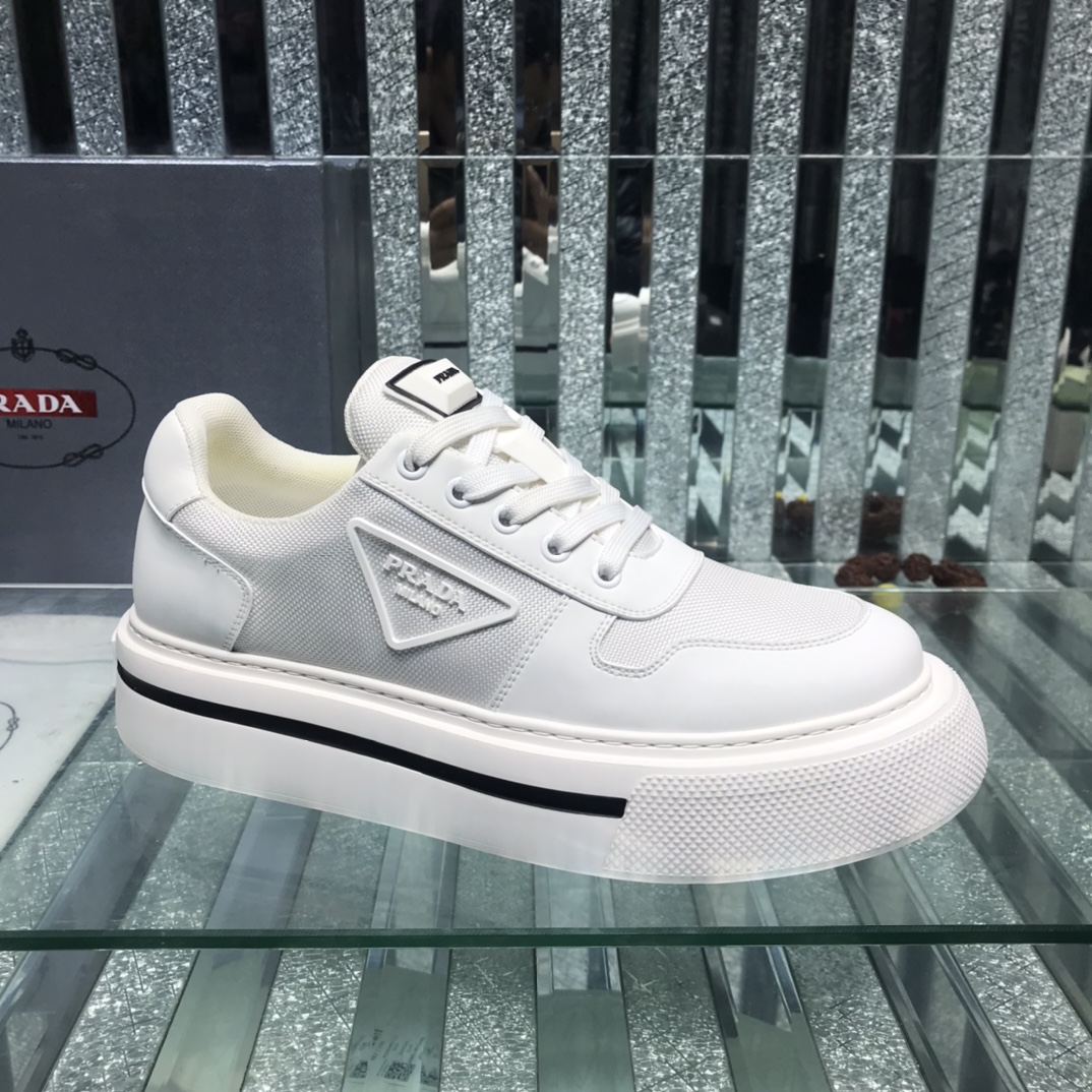 Prada Logo Sneakers In White - DesignerGu