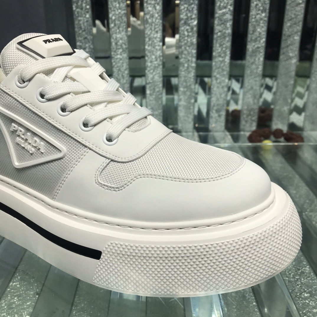 Prada Logo Sneakers In White - DesignerGu