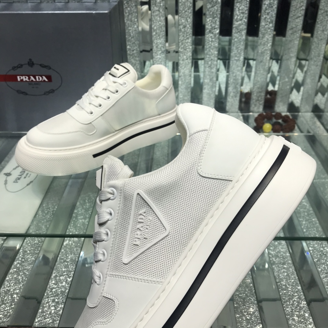 Prada Logo Sneakers In White - DesignerGu